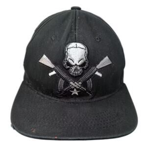 Black Eagle Snapback Hat Black Gray OS 6 Panel Skull Crossed Rifles Embroidered
